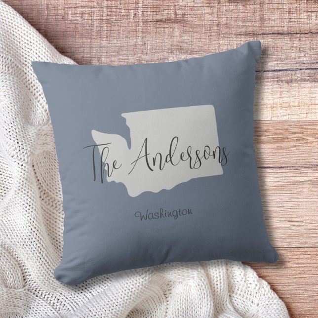 Almofada Travesseiro decorativo Mínimo do Contorno do Estad (Show pride for your state and personalize it!  "love makes this house a home in <your state>")