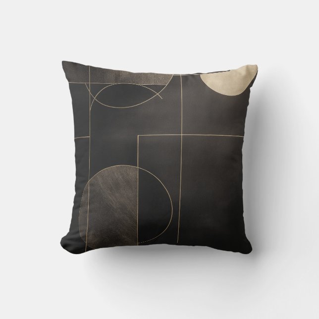Almofada Travesseiro decorativo Mínimo Geométrico Preto e D (Frente)