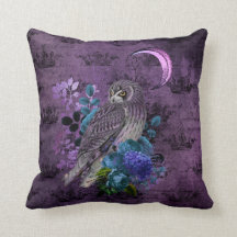 Travesseiro decorativo Místico Roxo e Teal Coruja 