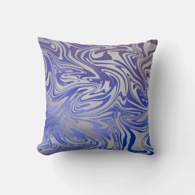 Almofada Travesseiro decorativo Molten de prata azul (Frente)
