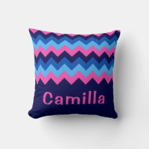 Travesseiro decorativo Monograma Azul Cor-de-Rosa 