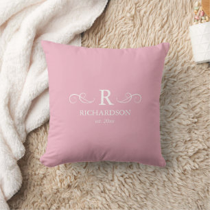 Almofada Travesseiro Decorativo Monograma Rosa Corado