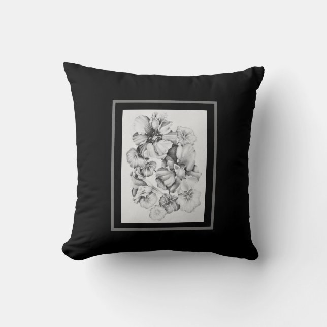 Almofada Travesseiro decorativo - Nastúrbios B&W (Frente)