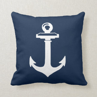 Almofada Travesseiro decorativo Náutico Anchor Branco Azul 