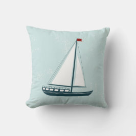 Almofada Travesseiro decorativo náutico com barco a vela