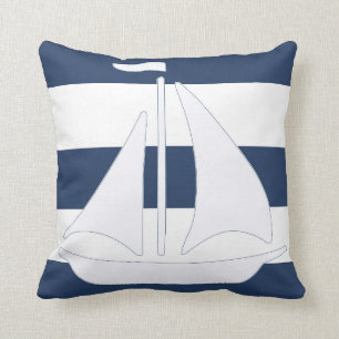 Almofada Travesseiro decorativo náutico da listra azul do