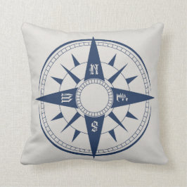 Almofada Travesseiro decorativo náutico do compasso