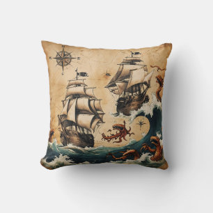 Almofada Travesseiro decorativo Náutico do Mapa Costeiro Vi