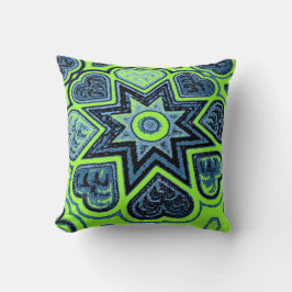 Almofada travesseiro decorativo 'Neon Green & Blue Love'