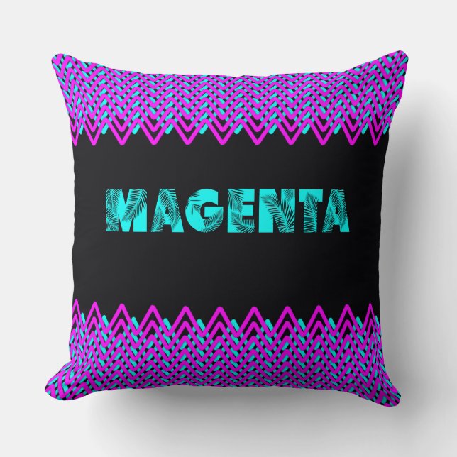 Almofada Travesseiro decorativo Neon Magenta Chevron (Frente)