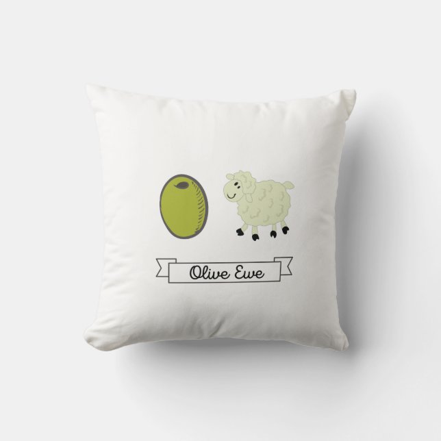 Almofada Travesseiro decorativo Olive Ewe (Eu Te Amo) (Frente)