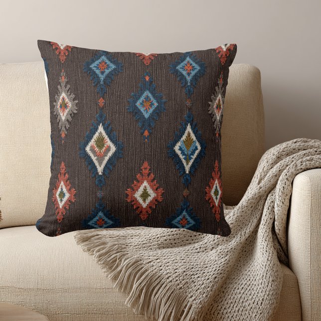 Almofada Travesseiro decorativo Padrão Boho Ikat - Castanho (Criador carregado)