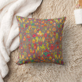 Almofada Travesseiro decorativo Padrão Colorido das Folhas 