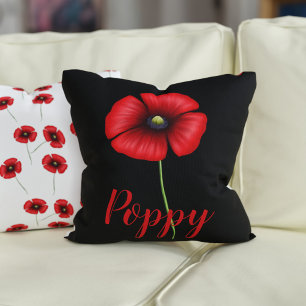 Almofada Travesseiro decorativo Padrão de Poppy Flower Popp