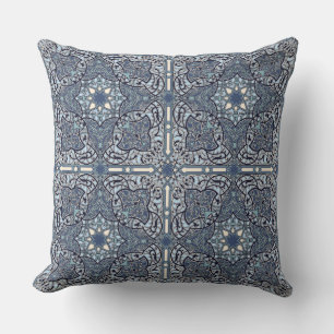 Almofada Travesseiro decorativo Padrão Floral Oriental Azul