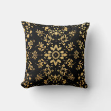 Travesseiro decorativo padrão preto amarelo