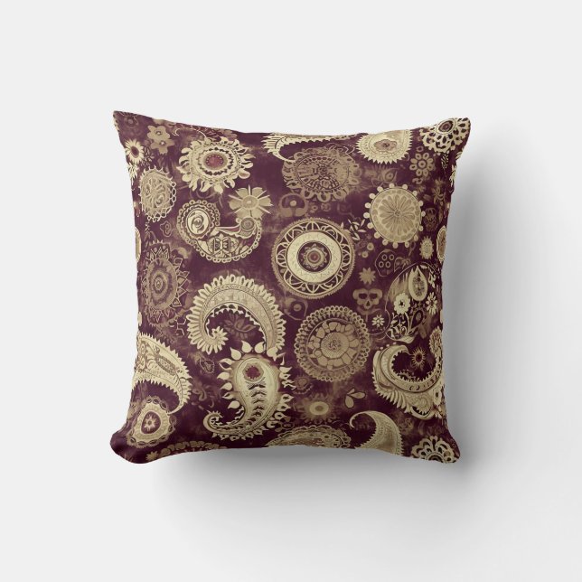 Almofada Travesseiro decorativo Paisley Steampunk (Frente)