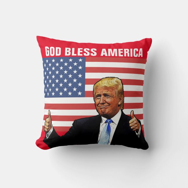 ALMOFADA TRAVESSEIRO DECORATIVO PATRIÓTICO DONALALD TRUMP (Frente)