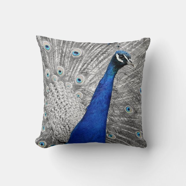 Almofada Travesseiro decorativo Pavão Azul (Frente)