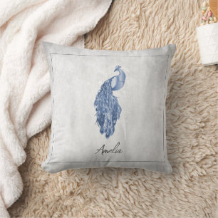 Almofada Travesseiro decorativo Pavão Elegante Azul