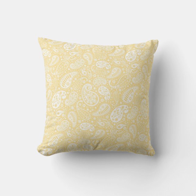 Almofada Travesseiro decorativo Peach Yellow Paisley (Frente)