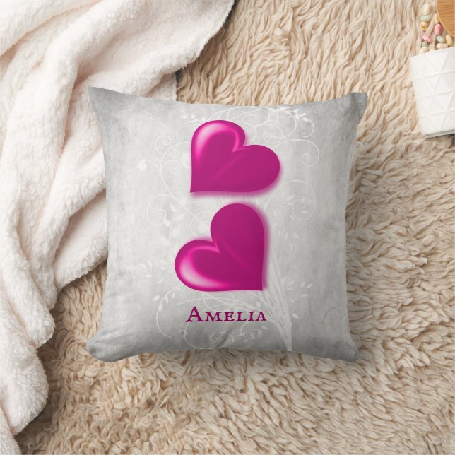 Almofada Travesseiro decorativo Personalizado Magenta Heart (Cobertor)