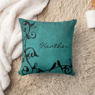 Almofada Travesseiro decorativo Personalizado Teal Lovebird
