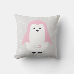 Almofada Travesseiro decorativo Pinguim Rosa Bebê