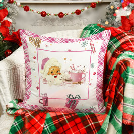 Almofada Travesseiro decorativo Pink Santa Claus de Natal