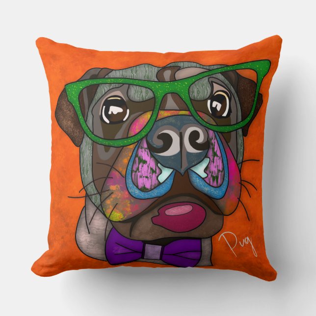 Almofada Travesseiro decorativo pintado à mão (Frente)