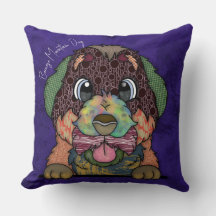 Travesseiro decorativo pintado à mão pelo Cachorro