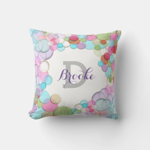 Almofada Travesseiro decorativo Polka-Dot Monograma Whimsic