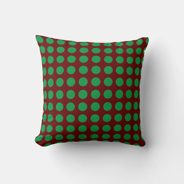 Almofada Travesseiro decorativo Polkadot Verde e Borgonha (Frente)