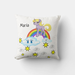 Almofada Travesseiro decorativo Pony Rainbow Clouds Stars