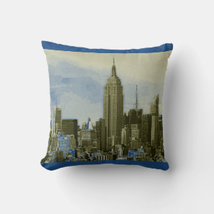 Almofada Travesseiro decorativo Pop Nova Iorque amarelo azu