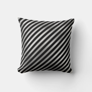 Almofada Travesseiro decorativo prateado e riscado preto