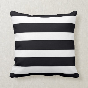 Almofada Travesseiro decorativo preto & branco da listra -