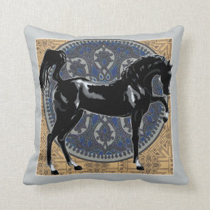 Almofada Travesseiro decorativo preto do cavalo
