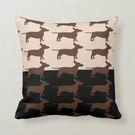 Almofada Travesseiro decorativo preto e bege com Dachshunds