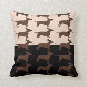Almofada Travesseiro decorativo preto e bege com Dachshunds