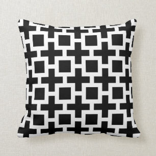Almofada Travesseiro decorativo preto e branco da treliça