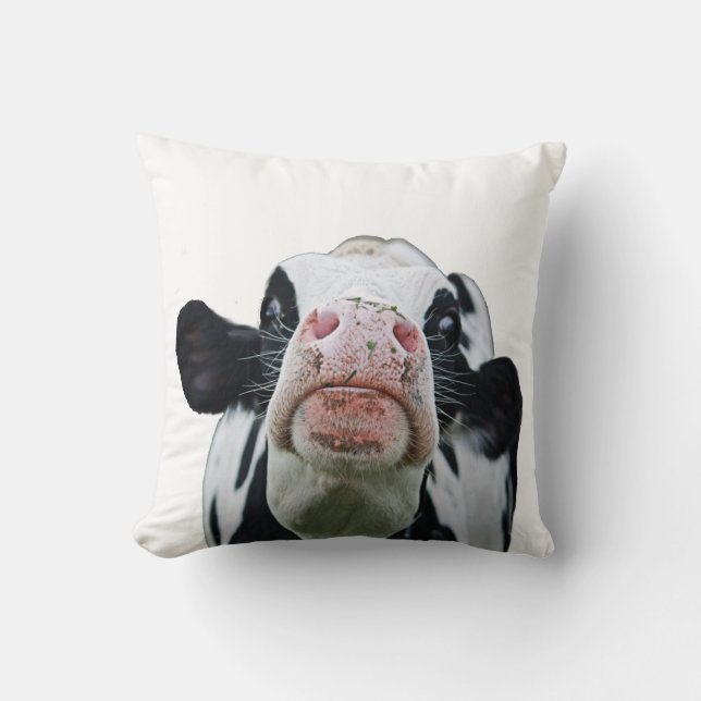 Almofada Travesseiro decorativo preto e branco da vaca (Frente)
