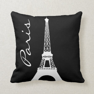 Almofada Travesseiro decorativo preto e branco de Paris da