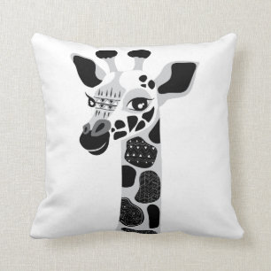 Almofada Travesseiro decorativo preto e branco do girafa