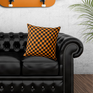 Almofada Travesseiro decorativo preto e laranja verificado