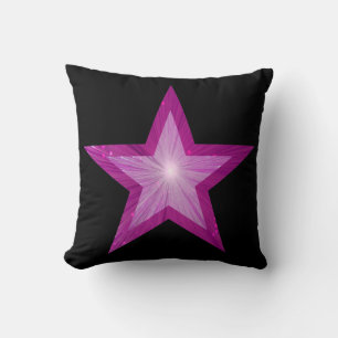 Almofada Travesseiro decorativo preto preto rosa - estrela 