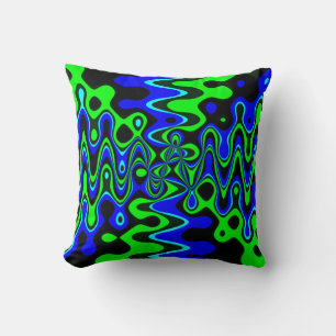 Almofada Travesseiro Decorativo Psicodélico Colorido Azul e