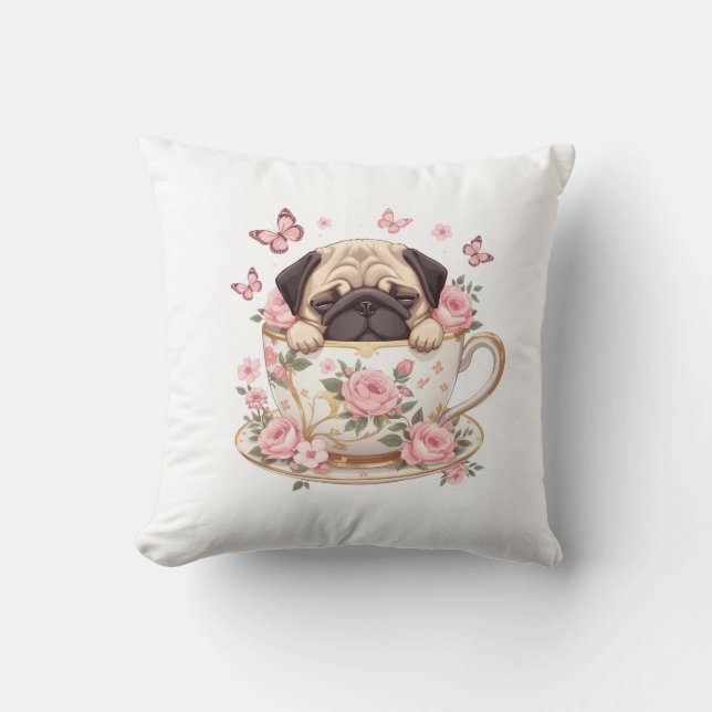 Almofada Travesseiro Decorativo Pug Blossom Dreams – Pug Fl (Frente)