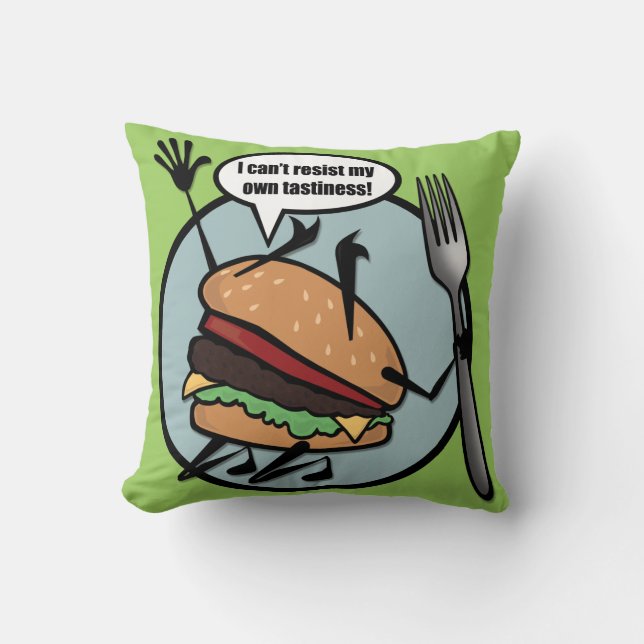 ALMOFADA TRAVESSEIRO DECORATIVO QUADRADO DE CHEESEBURGER FU (Frente)