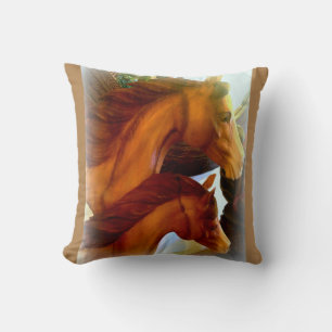 Almofada travesseiro decorativo quadrado de égua e pônei